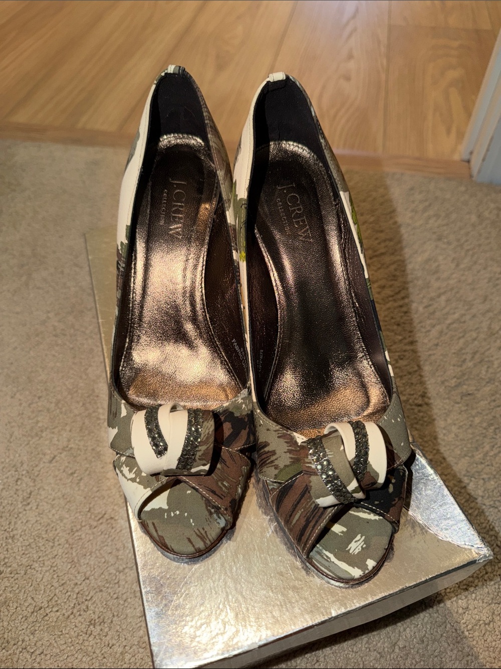 Jcrew Embroidered Open Toe Pump